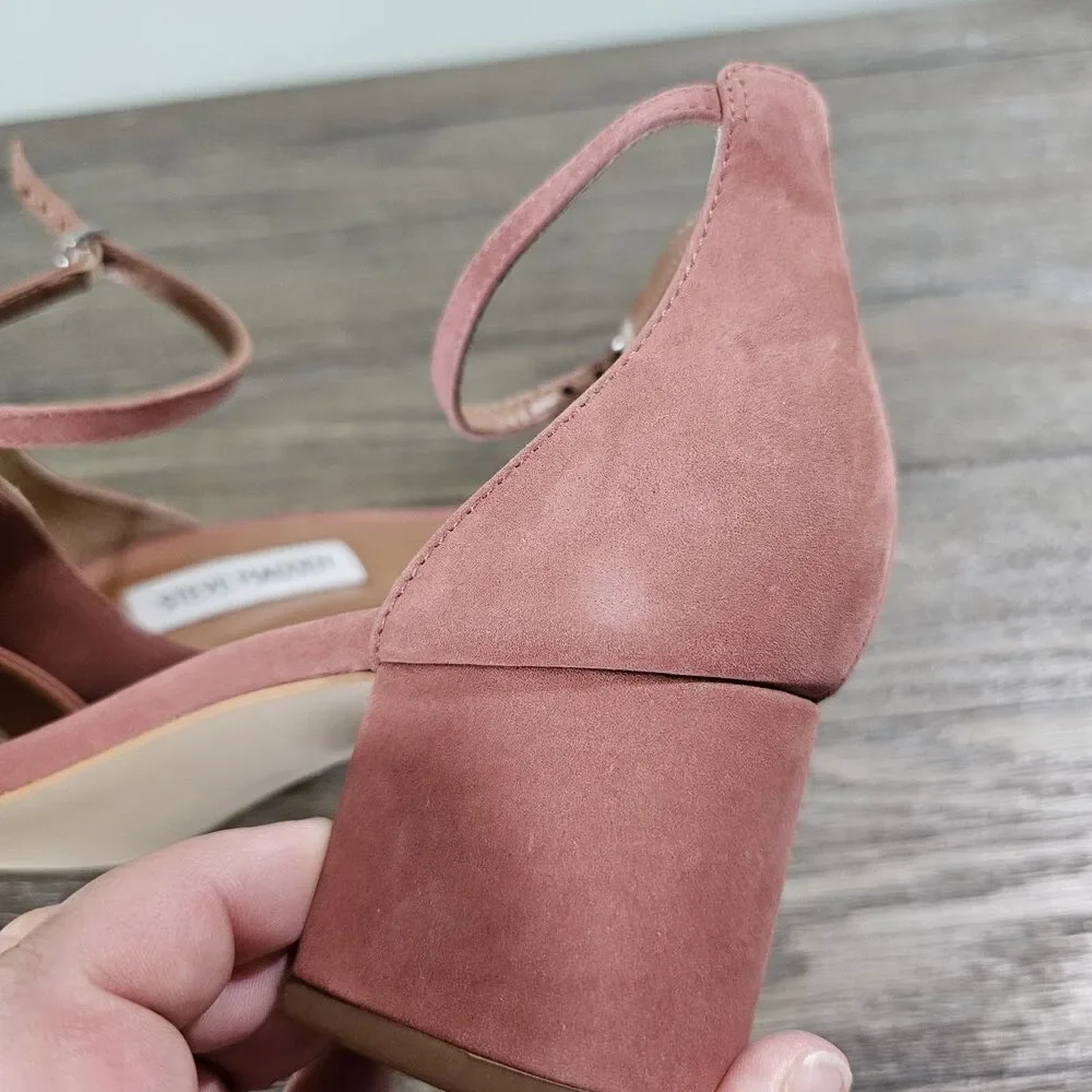 Steve Madden Irenee Pink Rose Suede Block Heel‎ Womens Size 6.5